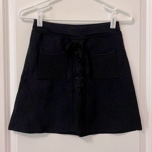 Knit Lace-up A-Line Skirt